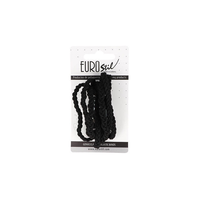 Rubber for hair, braided, elastic, black 8pcs