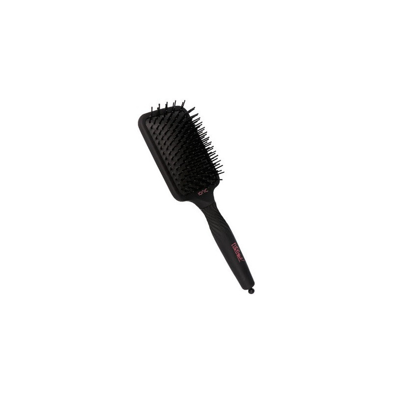 Щетка для волос, квадратная, черная, с прорезиненной ручкой