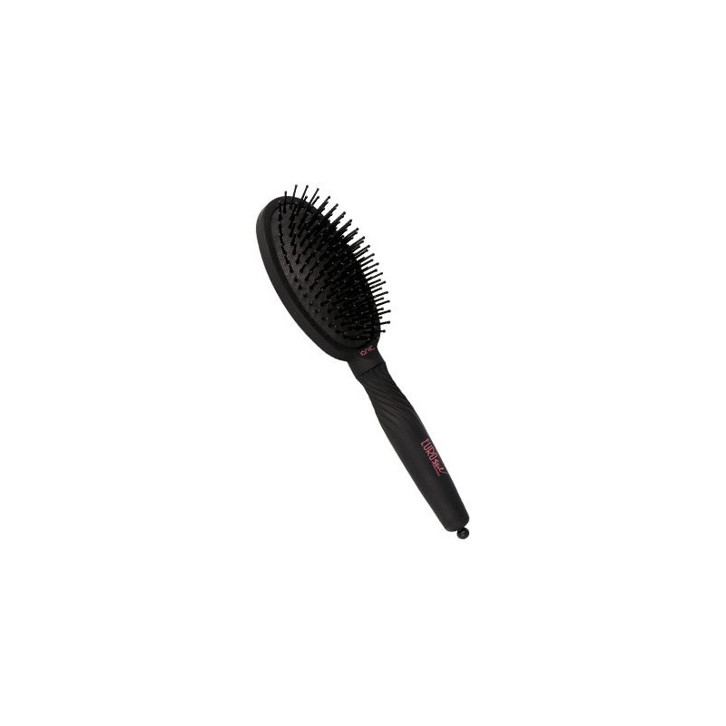 Hair brush, oval / black, rubberized handle