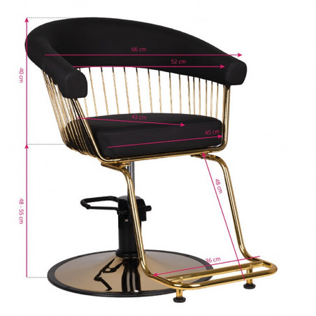 Hairdresser customer chair Alexandra with Gold base, Black