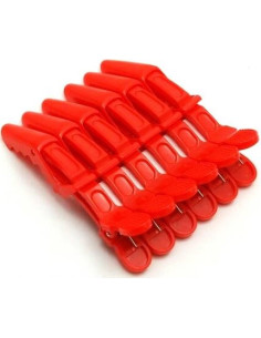 Hair clips, plastic, red
