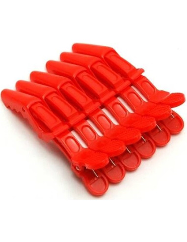 Hair clips, plastic, red