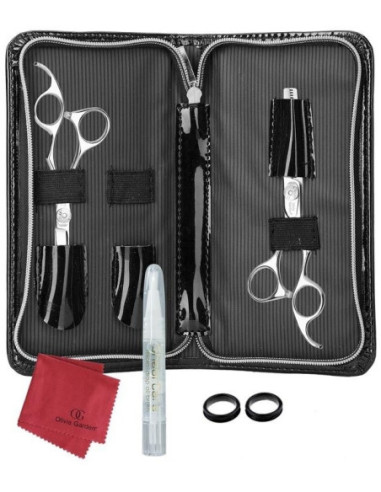 OLIVIA Set Scissors + Filing scissors SILK CUT 5.5'+6.35', with case