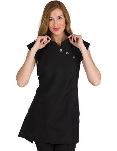 Cosmetologist uniform-shirt, black with press buttons, ONE SIZE