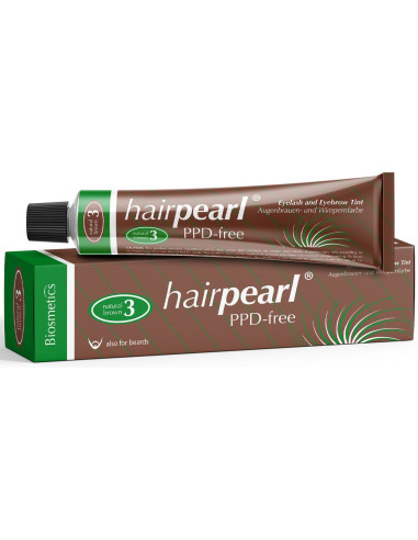 Hairpearl Eyelash and Eyebrow Tint No 3, PPD free, Natural Brown 20ml