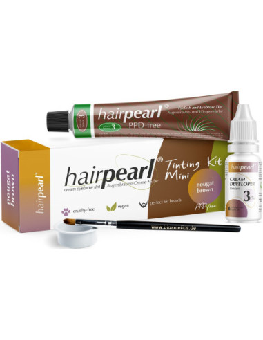 Hairpearl набор для окрашивания бровей и ресниц, без PPD, Натуральный коричневый