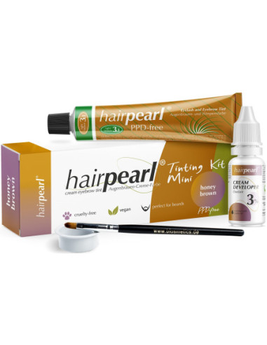 Hairpearl набор для окрашивания бровей и ресниц, без PPD, светло-коричневый