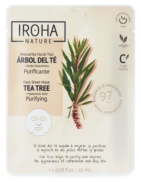 IROHA NATURE Sejas maska TĒJAS KOKS + HIALURONSKĀBE. Attīroša 20ml