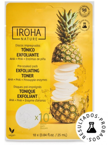 IROHA NATURE Exfoliating and Brightening Toner Pads with Glycolic Acid and Pineapple Enzymes 10pcs