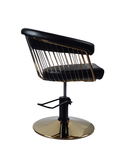 Hairdresser customer chair Alexandra with Gold base, Black