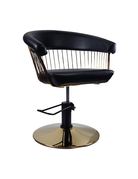 Hairdresser customer chair Alexandra with Gold base, Black