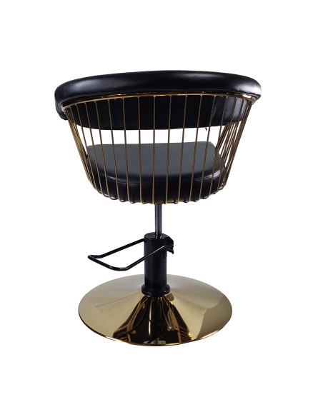 Hairdresser customer chair Alexandra with Gold base, Black