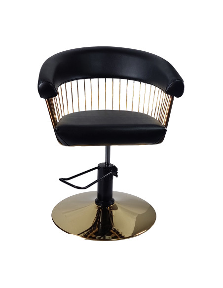 Hairdresser customer chair Alexandra with Gold base, Black