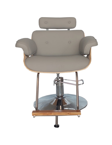 Hairdresser customer chair Soho with silver base, Grey