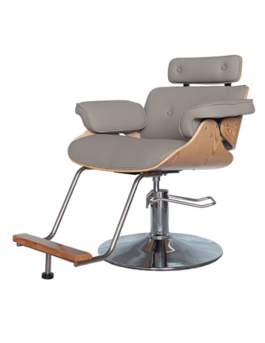 Hairdresser customer chair Soho with silver base, Grey