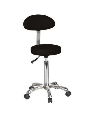 Beautician stool with back rest Filia, black