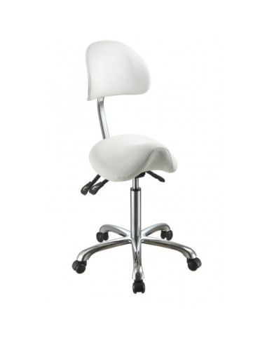 Master saddle stool with 4 adjustments and ergonomic backrest Noble, white
