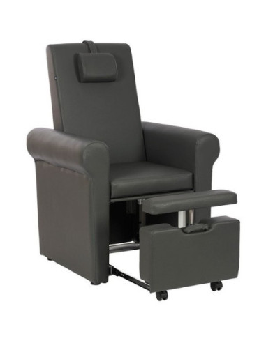Pedicure chair with reclining back and rextractable foot part LUMINA, gray
