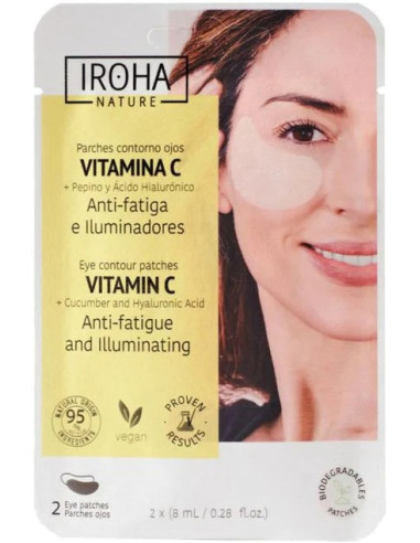 IROHA NATURE Maska acīm ar C vitamīnu, gurķi un hialuronskābi