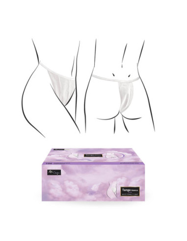 Panties Tanga, female, white, non-woven material, 100 pcs./box