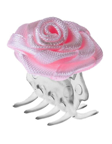 Big hair clip with pink rose, 1pcs.