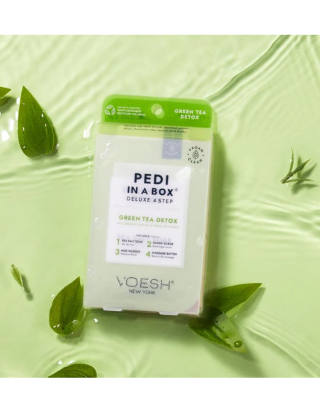 VOESH - PEDI IN A BOX Komplekts pēdām Zaļā tēja Detox, attīrošs, 4 līdzekļi