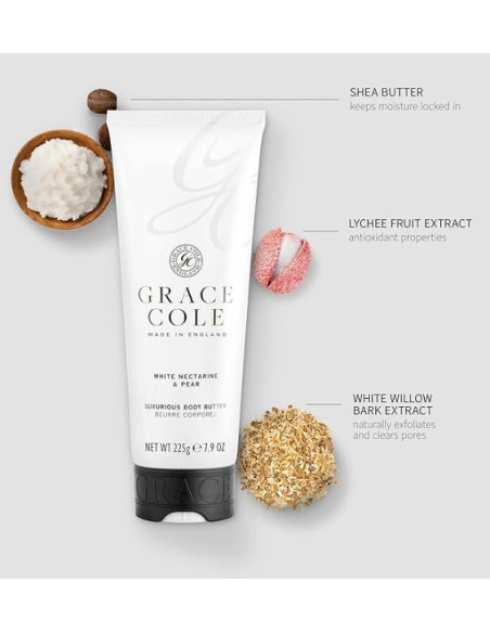 GRACE COLE Sviests ķermenim (Baltais nektarīns/Bumbieris) 225g