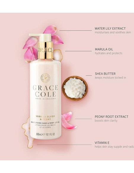 GRACE COLE Losjons rokām (Sārtā vaniļa/Peonija) 300ml