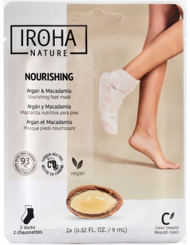 IROHA NATURE Nutritive Socks Mask for Feet with Argan/Macadamia Oil