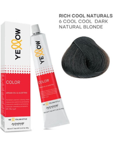 YELLOW COLOR перманентная крем-краска для волос Nr. 6 COOL 100мл