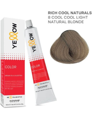 YELLOW COLOR перманентная крем-краска для волос Nr. 8 COOL 100мл