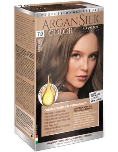 ARGAN SILK Краска для волос 7.0 средний блондин 60+60мл