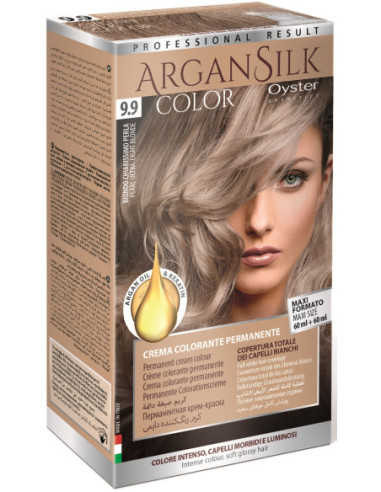 ARGAN SILK Краска для волос 9.9 светлый жемчужный блонд 60+60мл