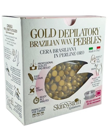 Skinsystem Brazilian Hard Wax in Pearls Gold (microwave), epilation set