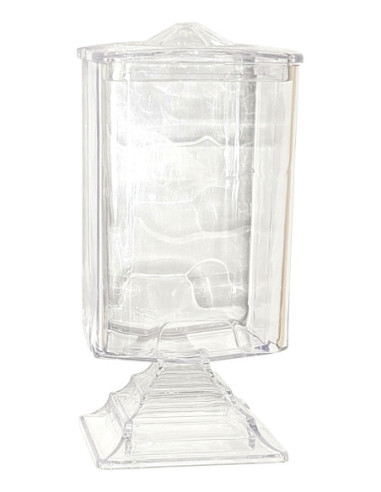 Napkin holder, empty, plastic, transparent