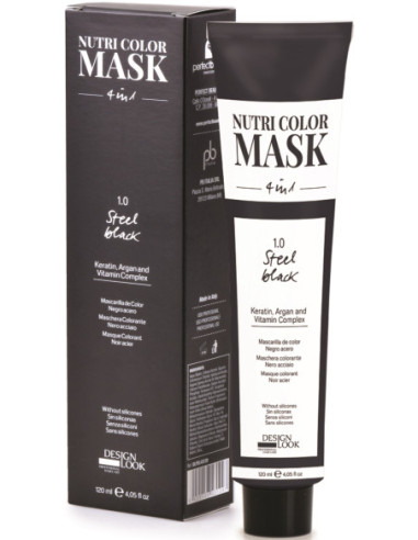 NUTRI COLOR MASKS Maska-krāsa paštonējoša 4in1 Steel Black 120ml
