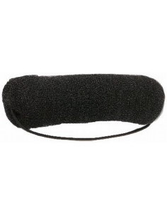 Long straight hair bun,...