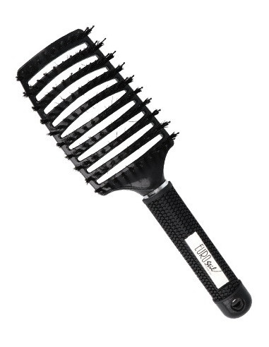 Hairbrush with a curved vented body...