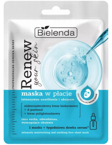 RENEW YOUR SKIN Sheet mask, PROfessional skin renewal intensive hydration and soothing