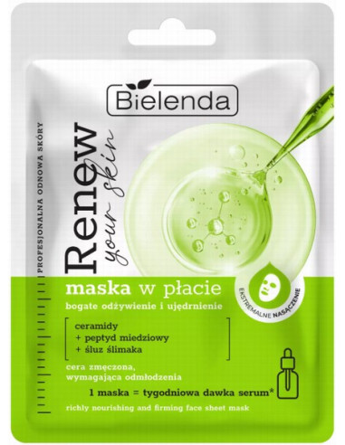 RENEW YOUR SKIN Sheet mask, PROfessional skin renewal rich nourishment and firming