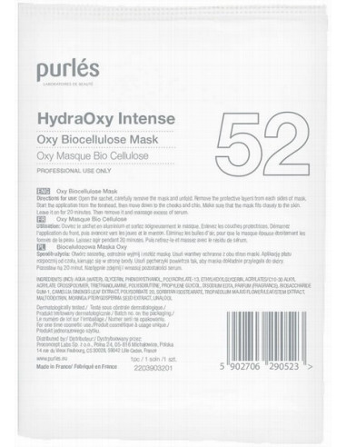 Purles 52 - HYDRAOXY INTENSE Biocellulose Mask Skin Cell Activator For Radiant Complexion