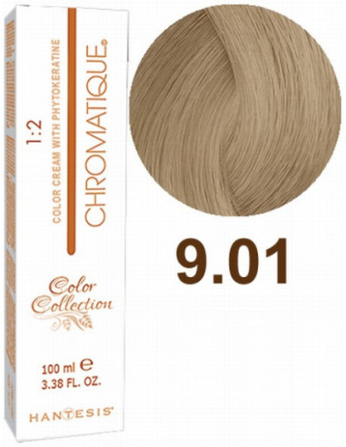 HANTESIS Краска для волос CHROMATIQUE 9.01 Очень светлый натурально-пепельный блонд 100мл