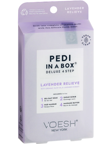 VOESH - PEDI IN A BOX Komplekts pēdām Lavanda Relieve, nomierinošs, 4 līdzekļi