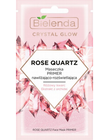 CRYSTAL GLOW ROSE QUARTZ Maska sejai Primer, mitrinoša-izgaismojoša 8g