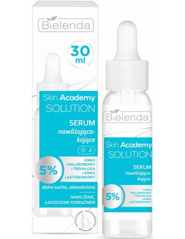 SKIN ACADEMY SOLLUTION Увлажняющая и успокаивающая сыворотка с гиалуроновой кислотой и трегалозой 30мл