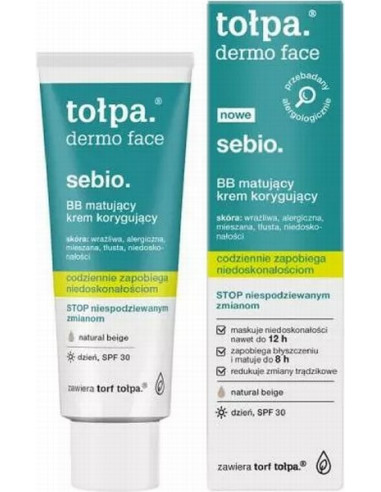 TOLPA DERMO FACE SEBIO BB Krēms matējošs, koriģējošs 40ml