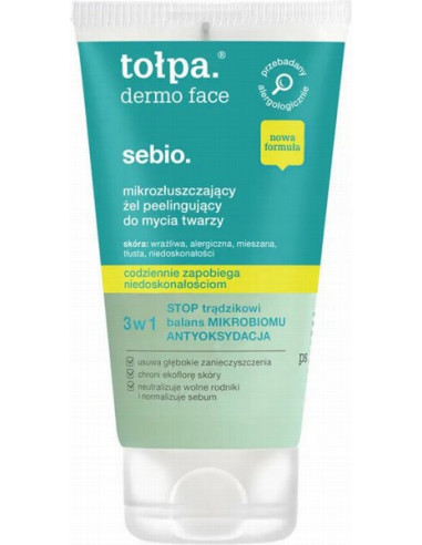 TOLPA DERMO FACE SEBIO Mikropīlinga-gēls sejai, dziļas iedarbības 150ml