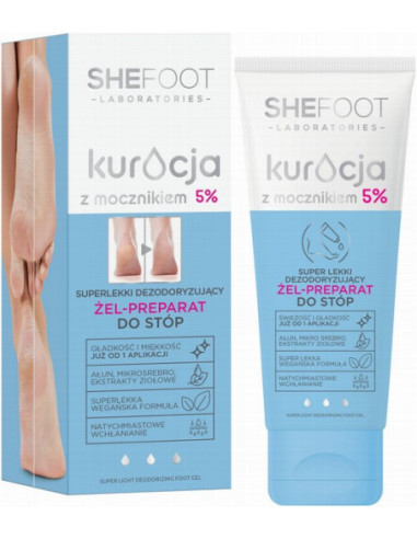 SHEFOOT Superlight Želeja - preperāts ar 5% Urea, dezodorējošs pēdu kopšanai 75ml