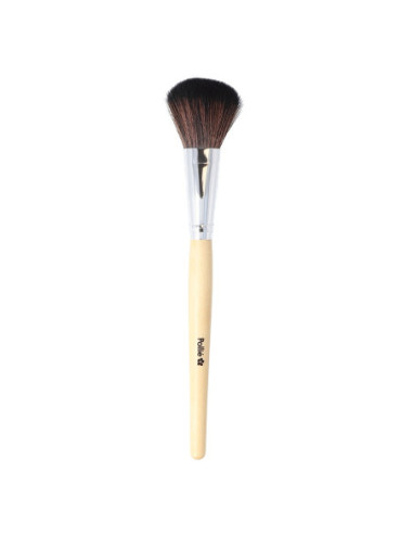 Make-up brush, for blush, synthetic bristles, wooden handle