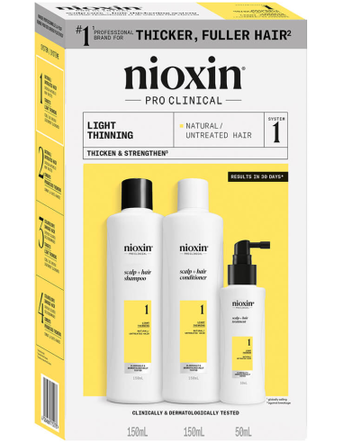 NIOXIN Hair Care System 1 Kit for NATURAL hair with LIGHT thinning, 150ml+150ml+50ml